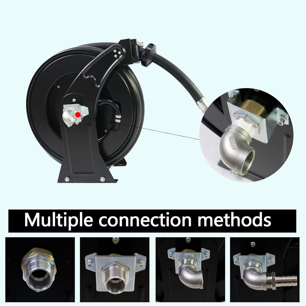 Fuel Hose Reel,1"X33' Retractable Ratchet Spring Driven Diesel Hose