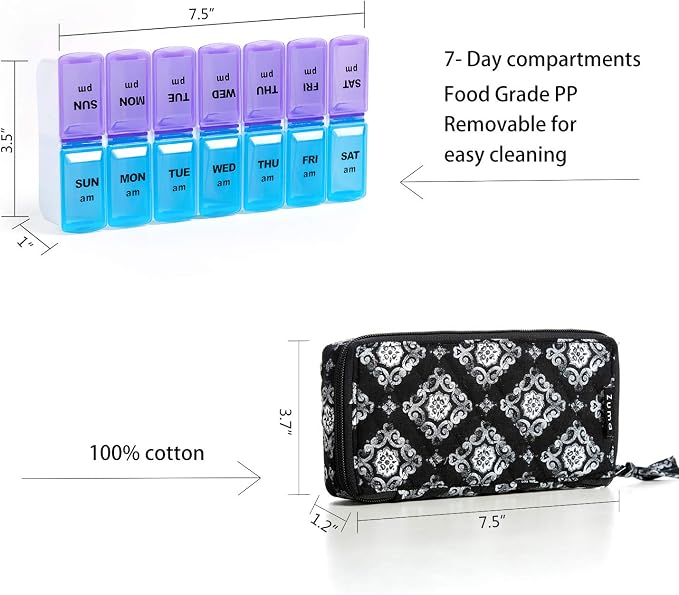 Weekly 7 Day Pill Organizer Case 2 Times a Day, Large Portable Pill Box 7 Day - Image 3