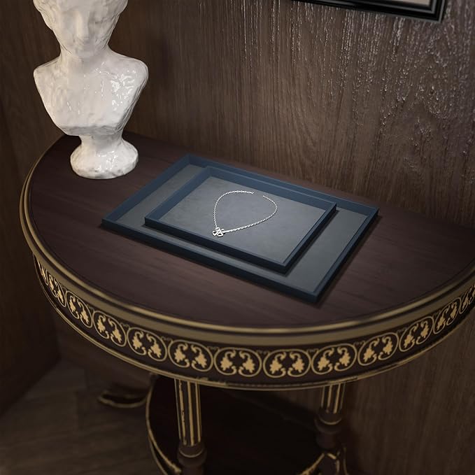 Oirlv Premium Leather Flat Jewelry Tray Jewelry Display Organizer Plate - Image 3