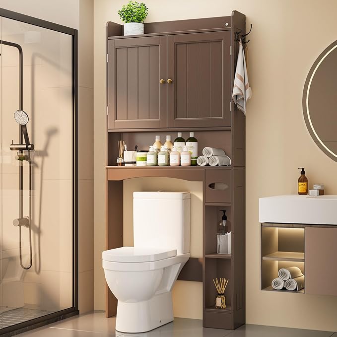 Ahomly Over The Toilet Storage Cabinet, 32.3" W Over Toilet Bathroom Organizer by Ahomly