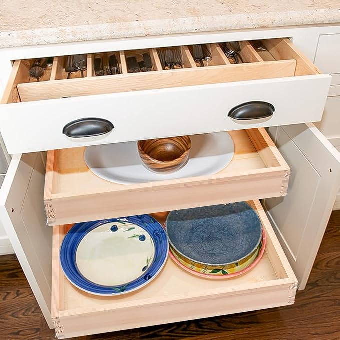 29”W x 21”D x 3”H Soft Close Slide Out Wood Drawer Organizer - Image 2