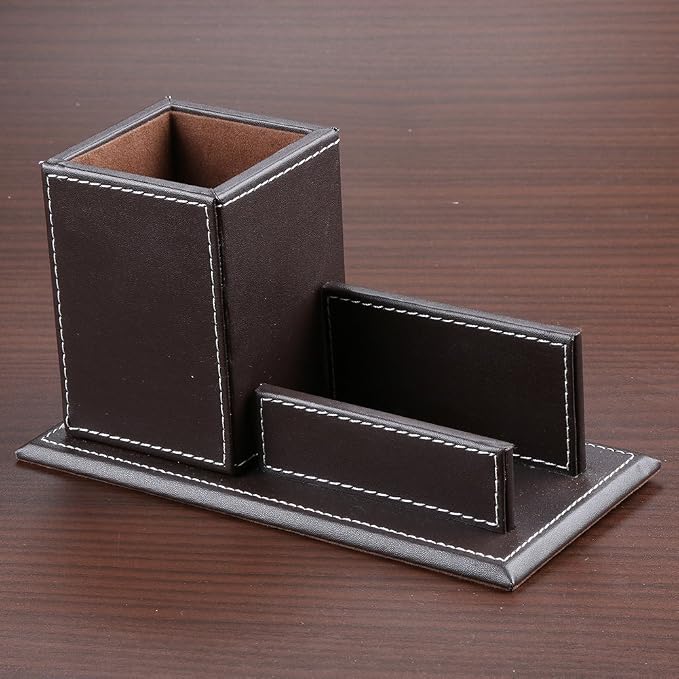 KINGFOM PU Leather Desk Organizer and Accessories, Pencil Holder - Image 3