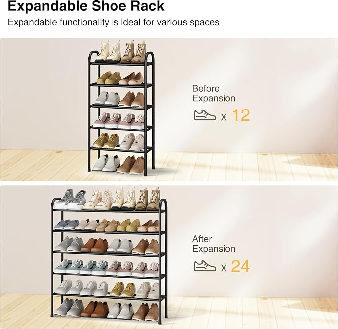 STO STO Expandable Shoe Rack, 5-Tier Metal Shoe Rack - Image 4