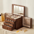 CHOSIN Black Walnut Wooden Jewelry Box, 4-Layer Lockable Wood Jewelry Organizer by CHOSIN