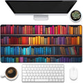 Large Gaming Mouse Pad for Desk, Bookshelves Full of Books Desk Mat, Colorful by Eflxamz