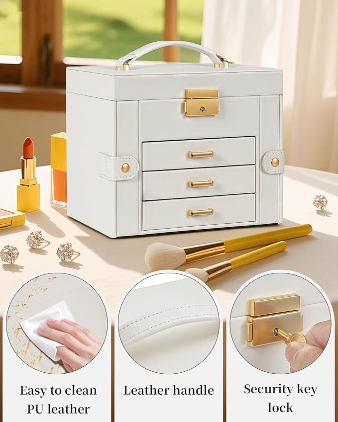 TORIBIO Jewelry Box for Women, Leather Jewelry Organizer - Image 7