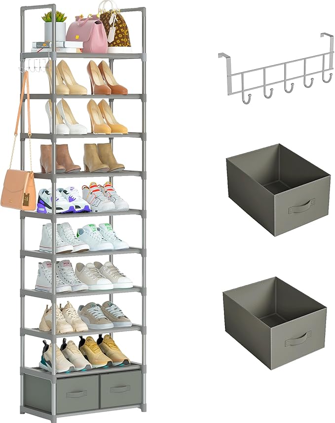 OYREL Shoe Rack, Sturdy Metal Shoes Rack Organizer, Narrow Shoe Rack, Shoe Racks by OYREL