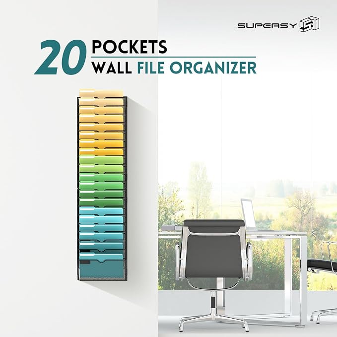 SUPEASY 20-Tier Wall File Organizer Mesh Office Mail Holder, Hanging Wall - Image 7