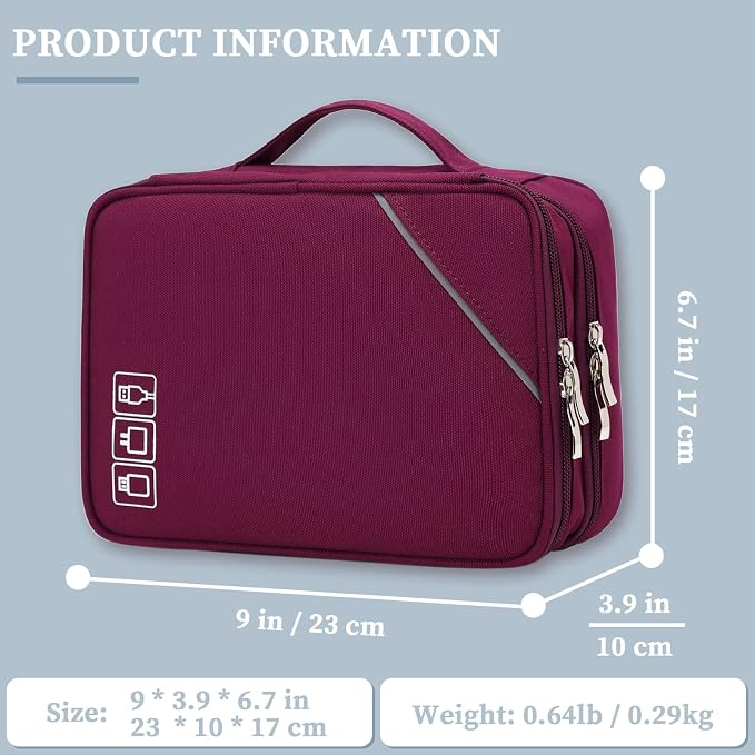 Lanola Electronic Organizer Travel Double Layer Cable Organizer Bag, Accessory - Image 2