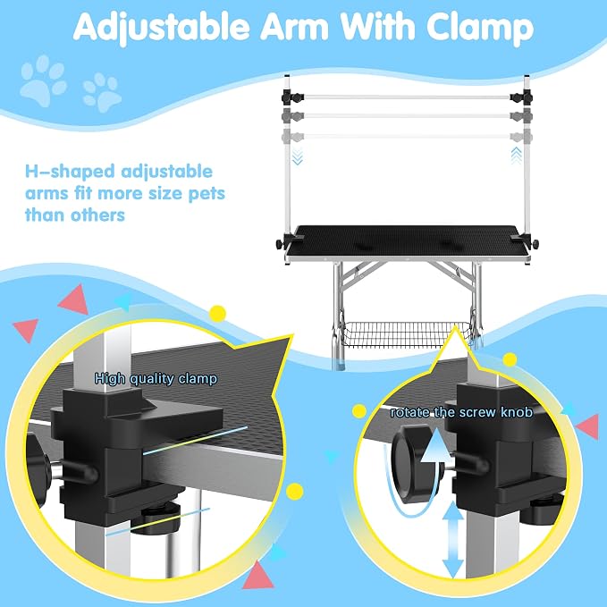Lyromix 46''Large Dog Grooming Table, Adjustable Cat Drying Desktop - Image 3