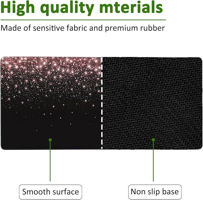 Rose Gold Glitter Gaming Mouse Pad XXL Large Desk Mouse Pad Keyboard Mat - Image 3