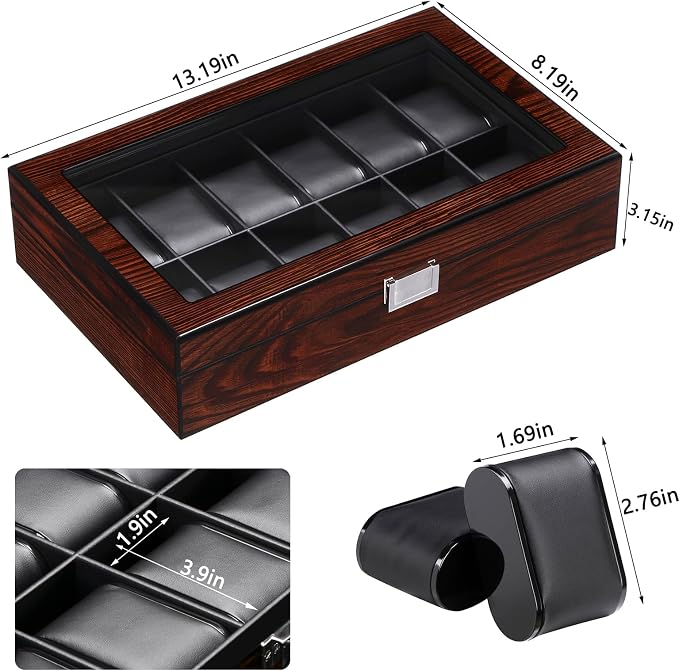 BEWISHOME Watch Case, 12-Slot Watch Box - Image 4