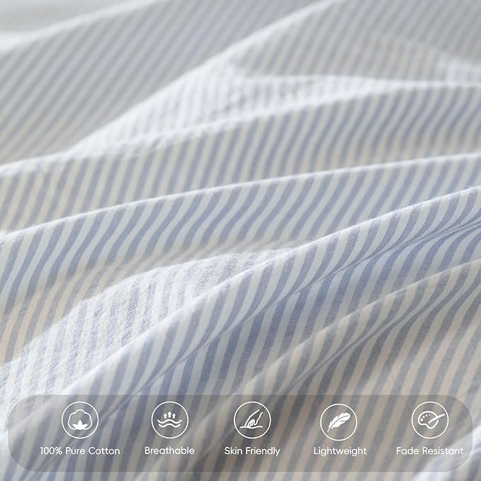 MooMee Bedding Pillowcases Striped Pack of 2 100% Washed Cotton Linen Like - Image 4