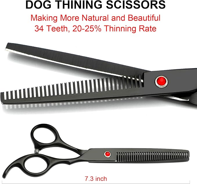 Professional Dog Grooming Scissors Kit Black 6 in 1, Dog Shears - Image 2