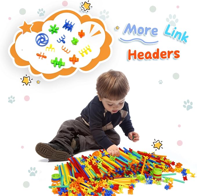 Ggiibro Straw Constructor Toys 1200Pcs STEM Building Toys Aged - Image 5