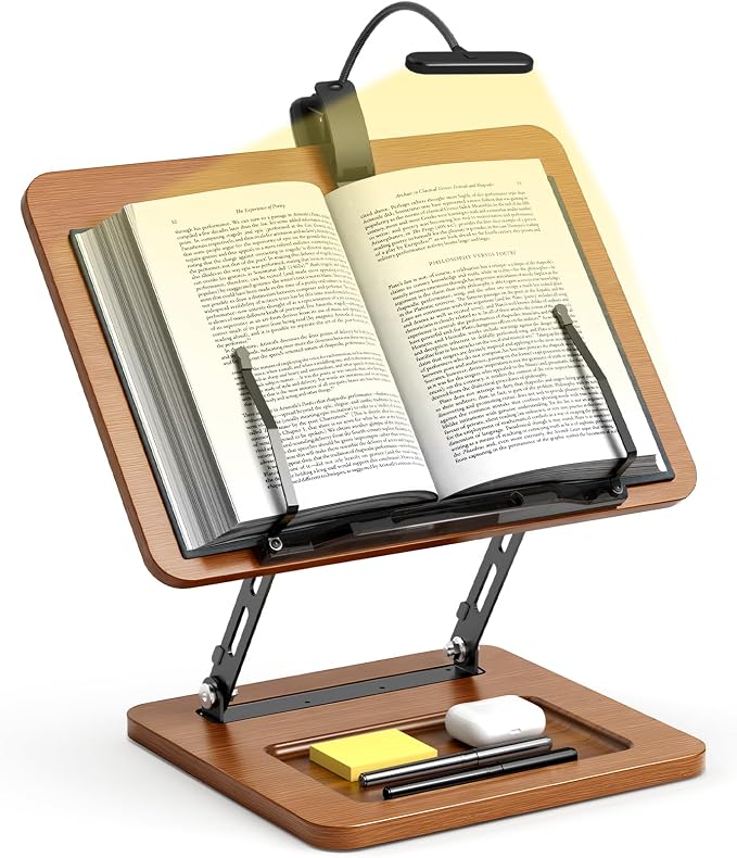 Book Stand for Reading with Light, Book Holders for Reading Hands Free by OPTIXCELL