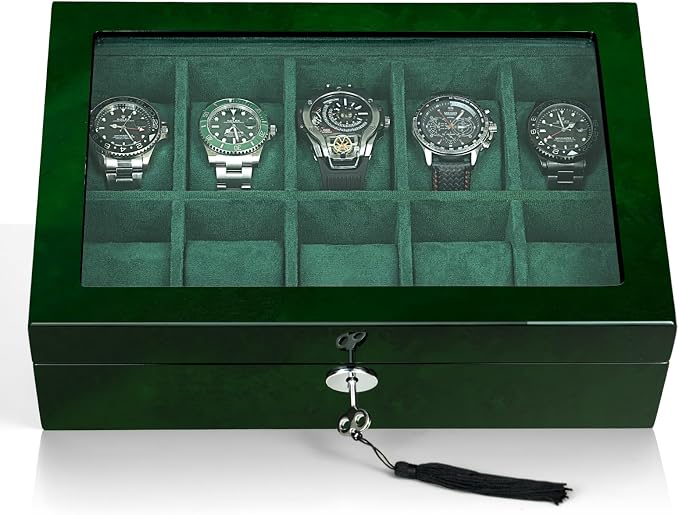 Watch Box for Men 10 Watches Storage Organizer Case, Smart Watch Display by SYENSofficial