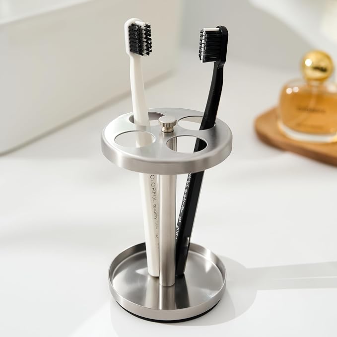 Brushed 18/8 Stainless-Steel Toothbrush Holder Stand: Rustproof Bathroom by Unknown