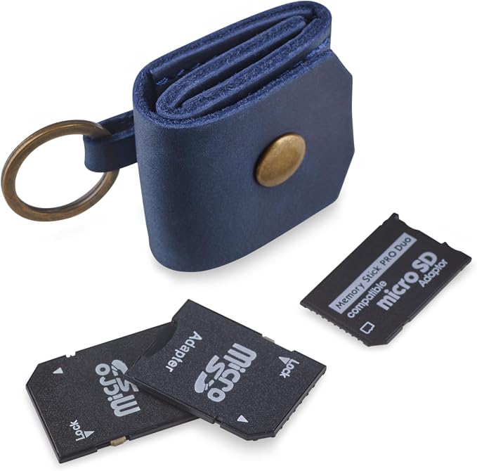 Leather SD Card Holder Keychain, SD Card Case Key Fob, Micro SD Card Holder - Image 3