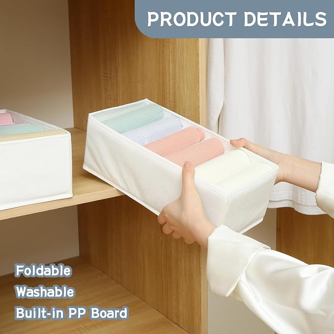 Qozary 3 Pack Sock Underwear Drawer Organizer Dividers, Non-Woven Fabric - Image 4