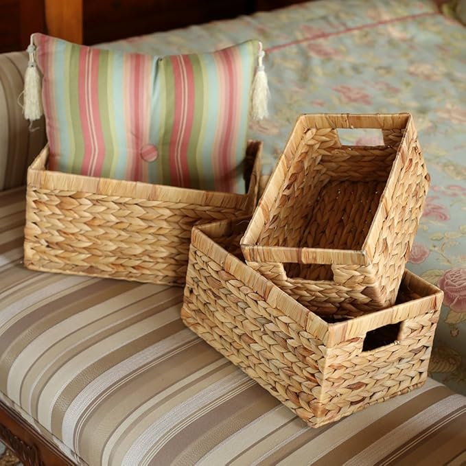 Storage Baskets, Woven Natural Water hyacinth Box - Image 3
