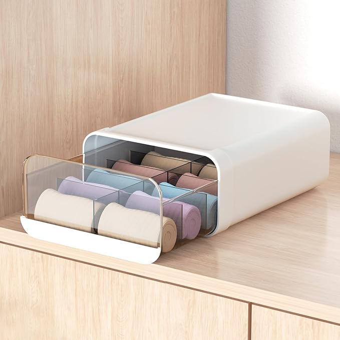 Underwear Organizer Drawer, 10 Cells Plastic Sock Underwear Storage Drawer by Miaocona