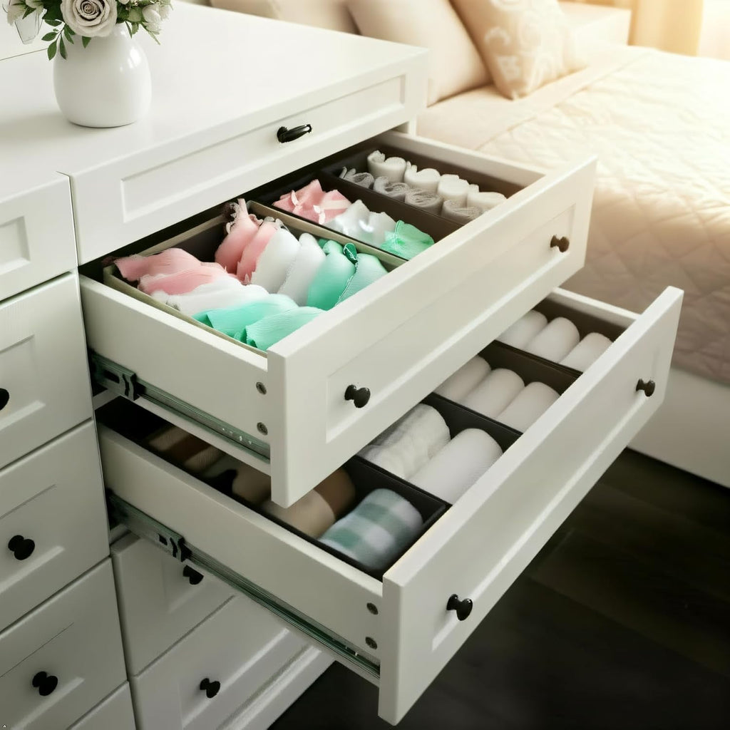 Bructhun Sock Drawer Organizer 9 Pack - Collapsible Fabric Storage
