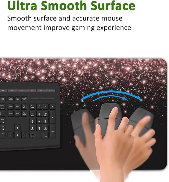 Rose Gold Glitter Gaming Mouse Pad XXL Large Desk Mouse Pad Keyboard Mat - Image 5