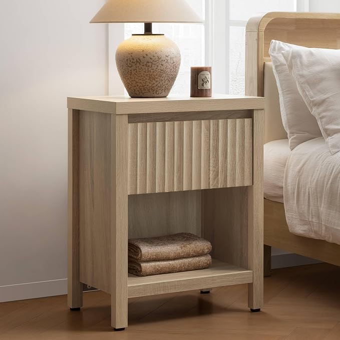 SICOTAS Fluted Night Stand Set of 2, Farmhouse Nightstands by SICOTAS