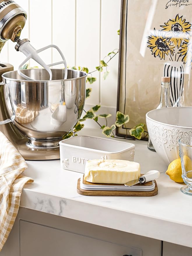 LE TAUCI Butter Dish with Lid for Countertop, Ceramic Butter Container - Image 9