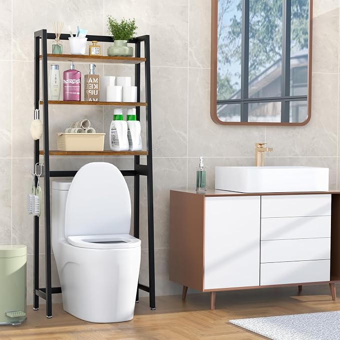 VASMIA Over The Toilet Storage Shelf, 3-Tier Bathroom Organizer Over Toilet - Image 2
