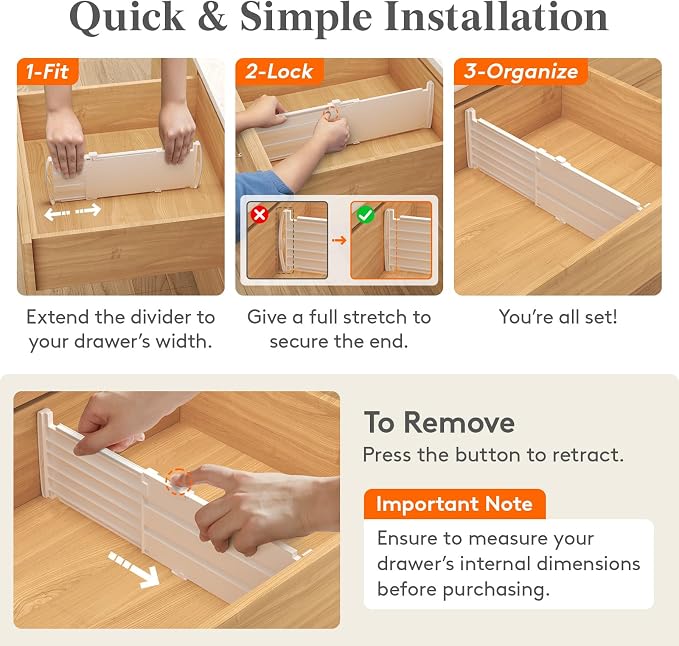 Lifewit 5" Tall 5 Pack Deep Drawer Dividers, 11.5-18.5" Expandable Drawer - Image 5