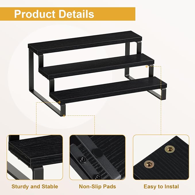 Giikin 3 Tier Spice Rack, Cabinet Organizer Shelf, Wooden Spice Rack - Image 7