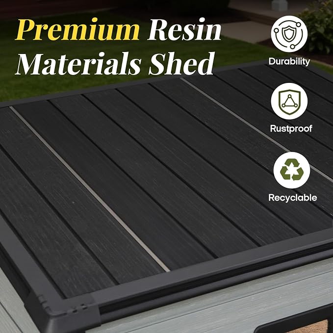 8x4ft Lean to Shed, Resin Outdoor Storage Shed - Image 4
