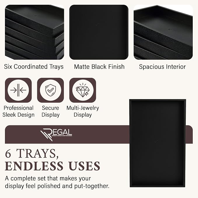 RJ Displays 6 Pack Stackable Jewelry Tray Set, Stackable Plastic Jewelry - Image 3