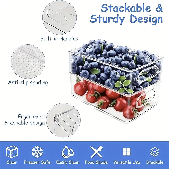 9 Pack Refrigerator Organizer Bins, 3 Sizes Clear Pantry Storage - Image 3