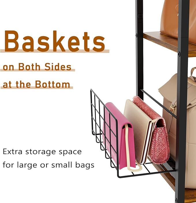 Iron & Wood Floor-Standing 3-Tier Purse Rack - Image 7