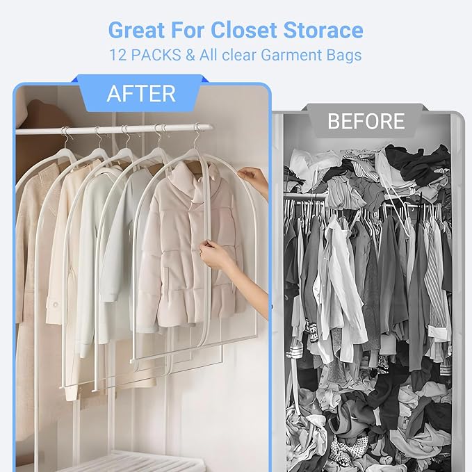 Garment Bags for Hanging Clothes 24'' x 60'' Coat Covers for Closet Foldable - Image 6