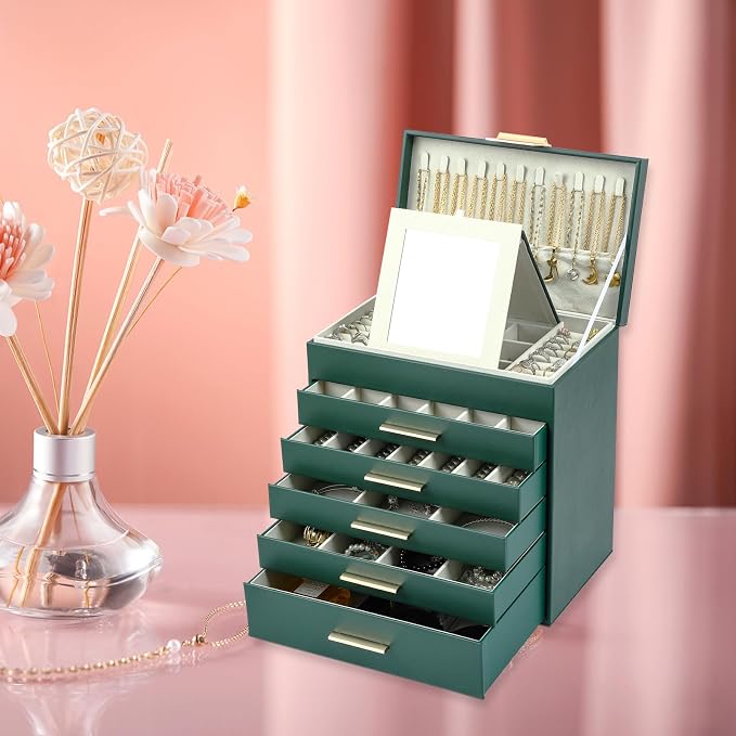 BOOVO Jewelry Box with Necklace Hanger – 6 layer Jewelry Organizer - Image 6