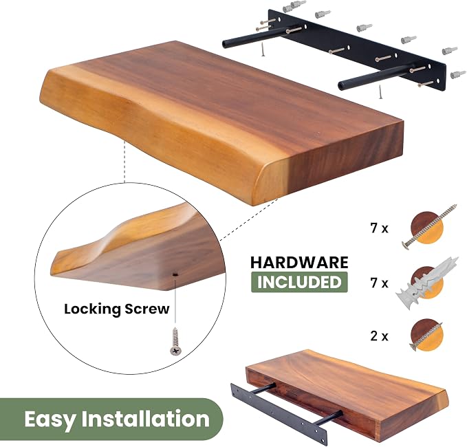 Solid Wood Floating Shelves Set of 2 - Image 6