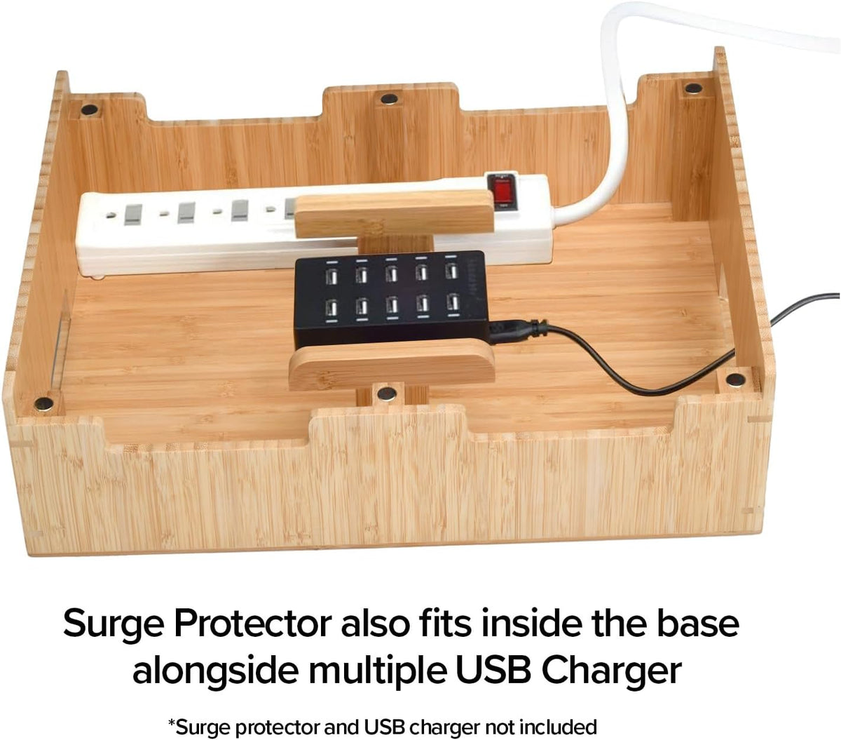 Bamboo 12-Port Charging Station & Docking Organizer for Smartphones &