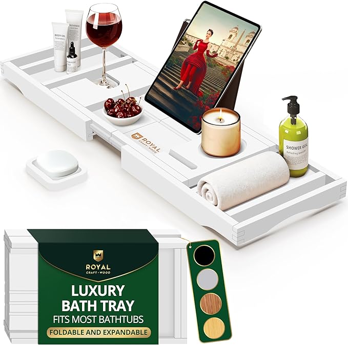 ROYAL CRAFT WOOD Premium Foldable Bathtub Tray by RoyalCraftWood