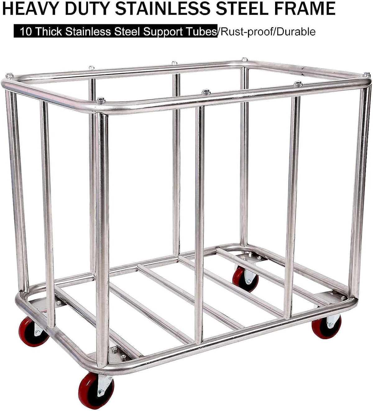 Laundry Cart for Commercial/Home,12 Bushels Heavy Duty Large Stainless