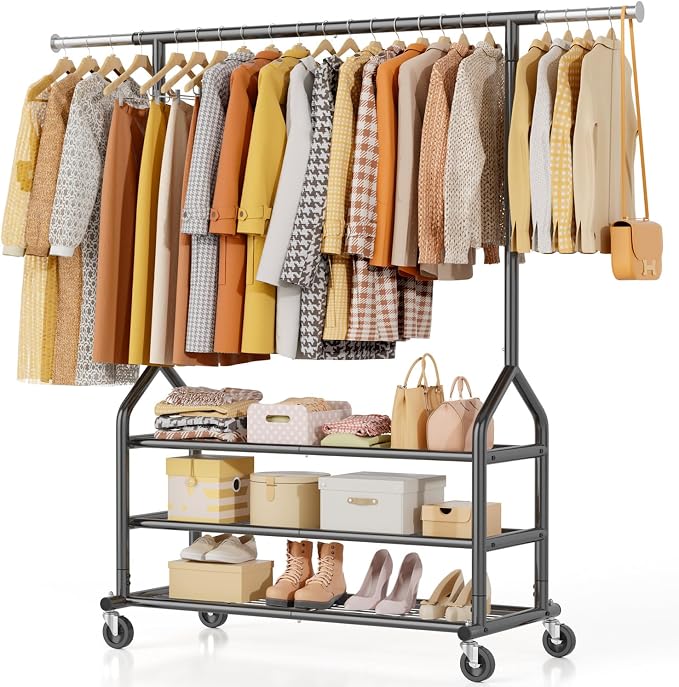 EAGMAK Heavy Duty Clothes Rack Load 556 LBS, Rolling Clothing Rack by Eagmak