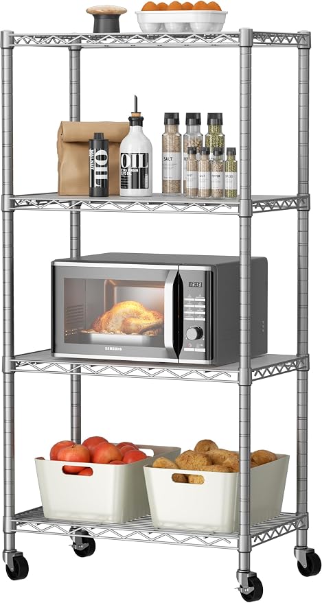 4 Tier Shelves Storage Shelf Wire Closet Bathroom Organizers Metal Pantry by Golpart