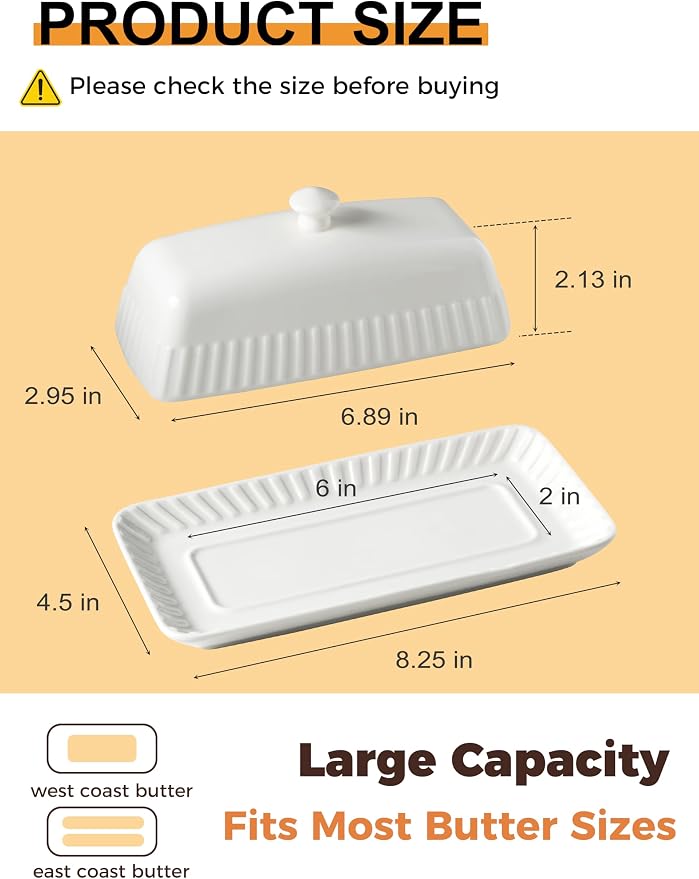 Ceramic Butter Dish with Lid, Butter Dishes - Image 2