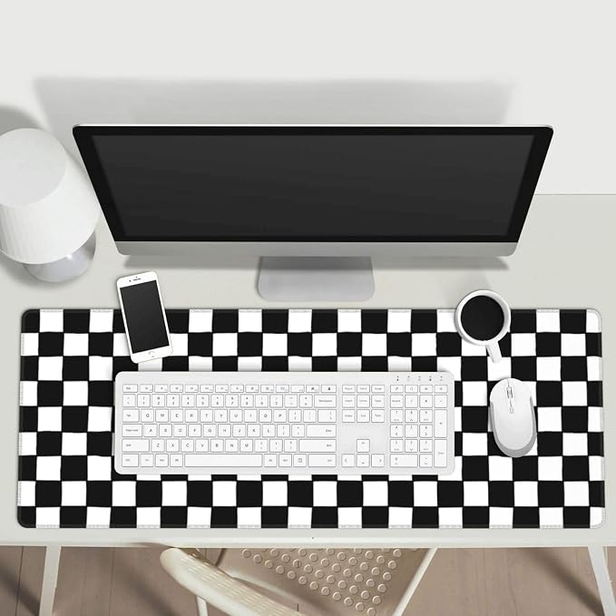 Black and White Checkered Gaming Mouse Pad, Large Mouse Pad - Image 6