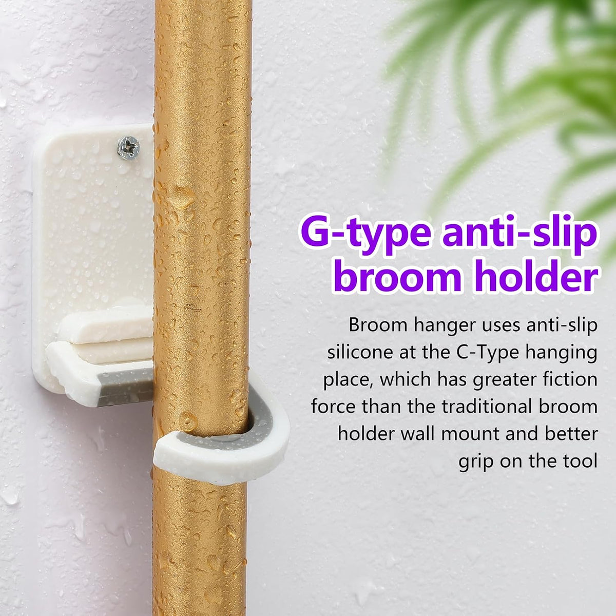 Broom and Mop Holder Wall Mount, Heavy Duty Screw Drilling Gripper