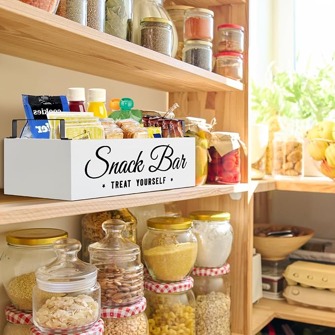 Snack Organizer for Countertop, Wood Pantry Storage Bins - Image 5
