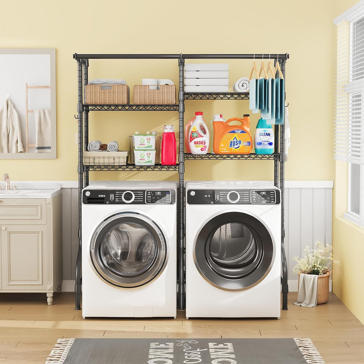 U14 Medium Over the Washer and Dryer Shelves, 4 Tiers Laundry Room